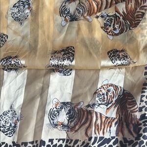 Vintage Oversized Tiger and Leopard Print Scarf